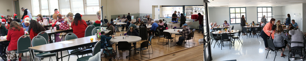 collage of photos of congregate meal sites at senior centers
